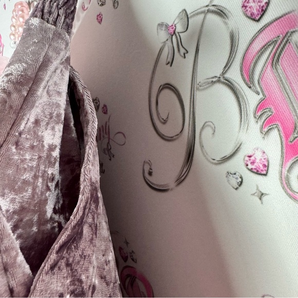 Playboy pants shiny pink velour, velvet with bunny logo embroidery on the side - Picture 5 of 10